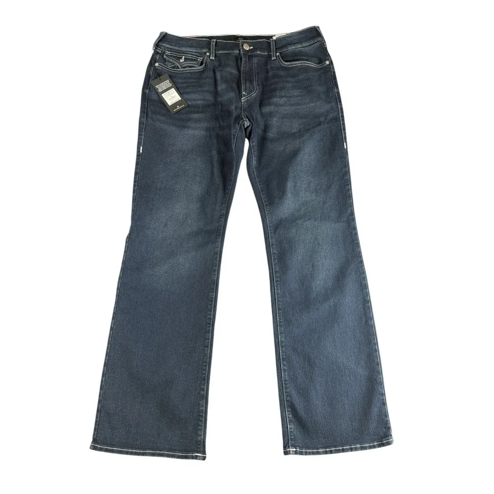 NWT True Religion Billy SN Flap Bootcut Jeans Mens 36x33 Dark Mountainside Wash